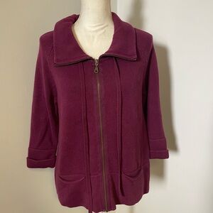 Coldwater Creek plum zip up Jacket /sweater